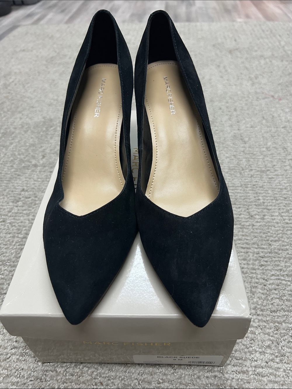 Marc Fisher Black Suede Pointed-Toe Pumps